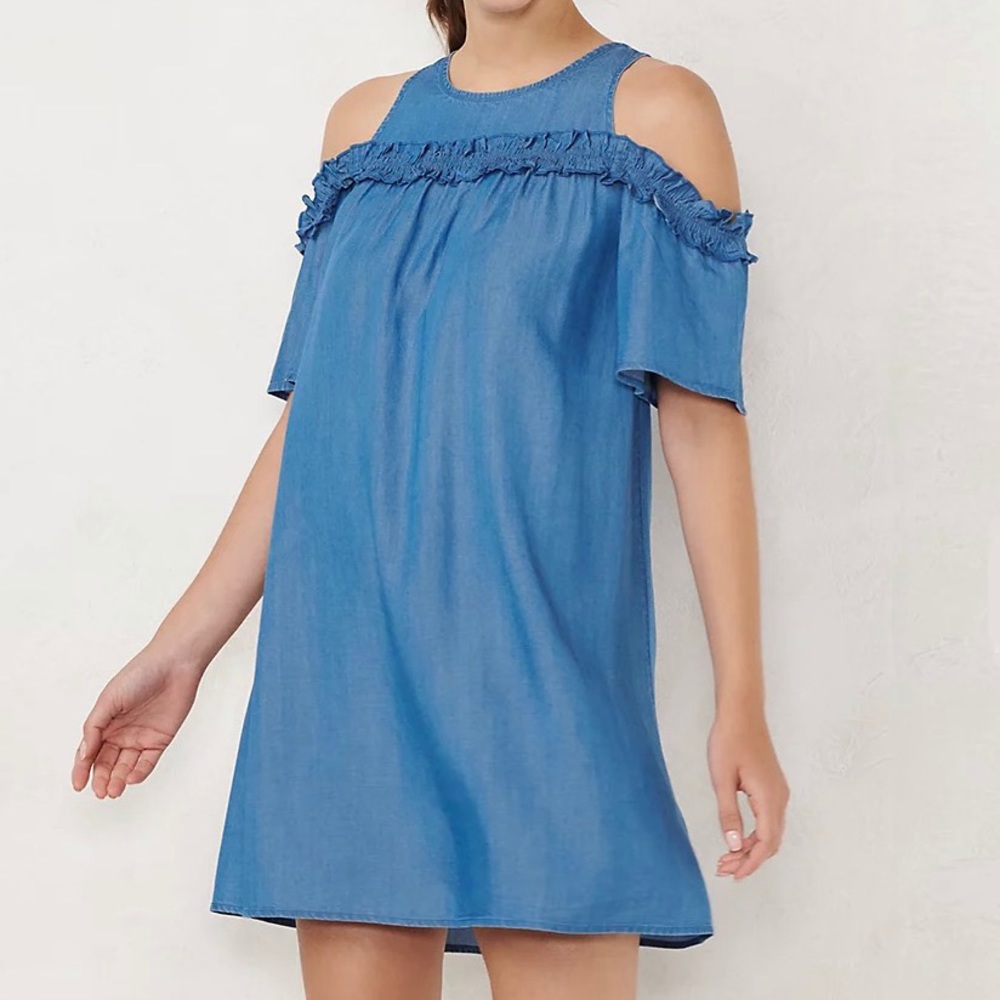NWOT LC Lauren Conrad Ruffle Cold-Shoulder Dress
